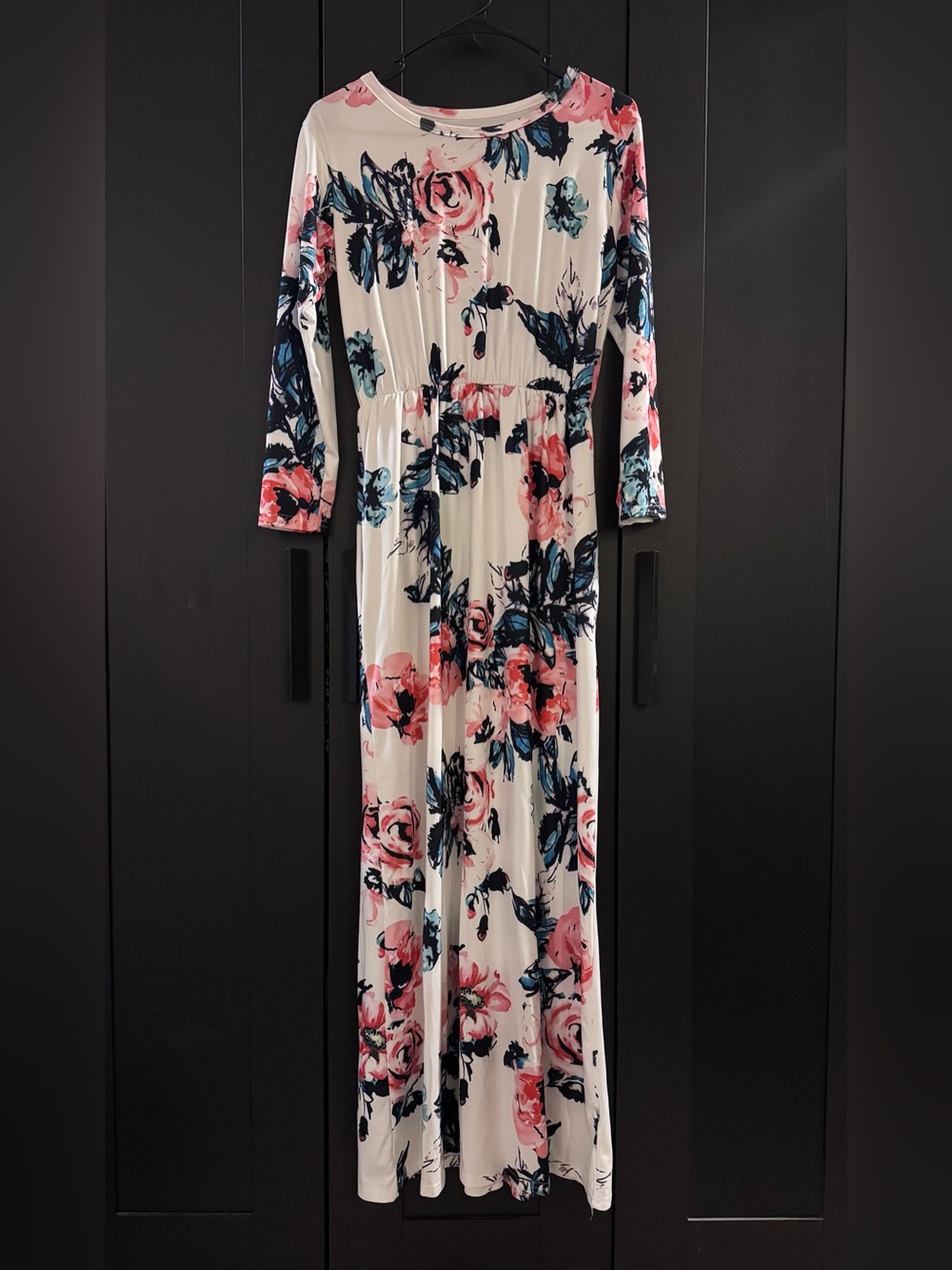 Floral Long Sleeve Maxi Dress (Size: S)
